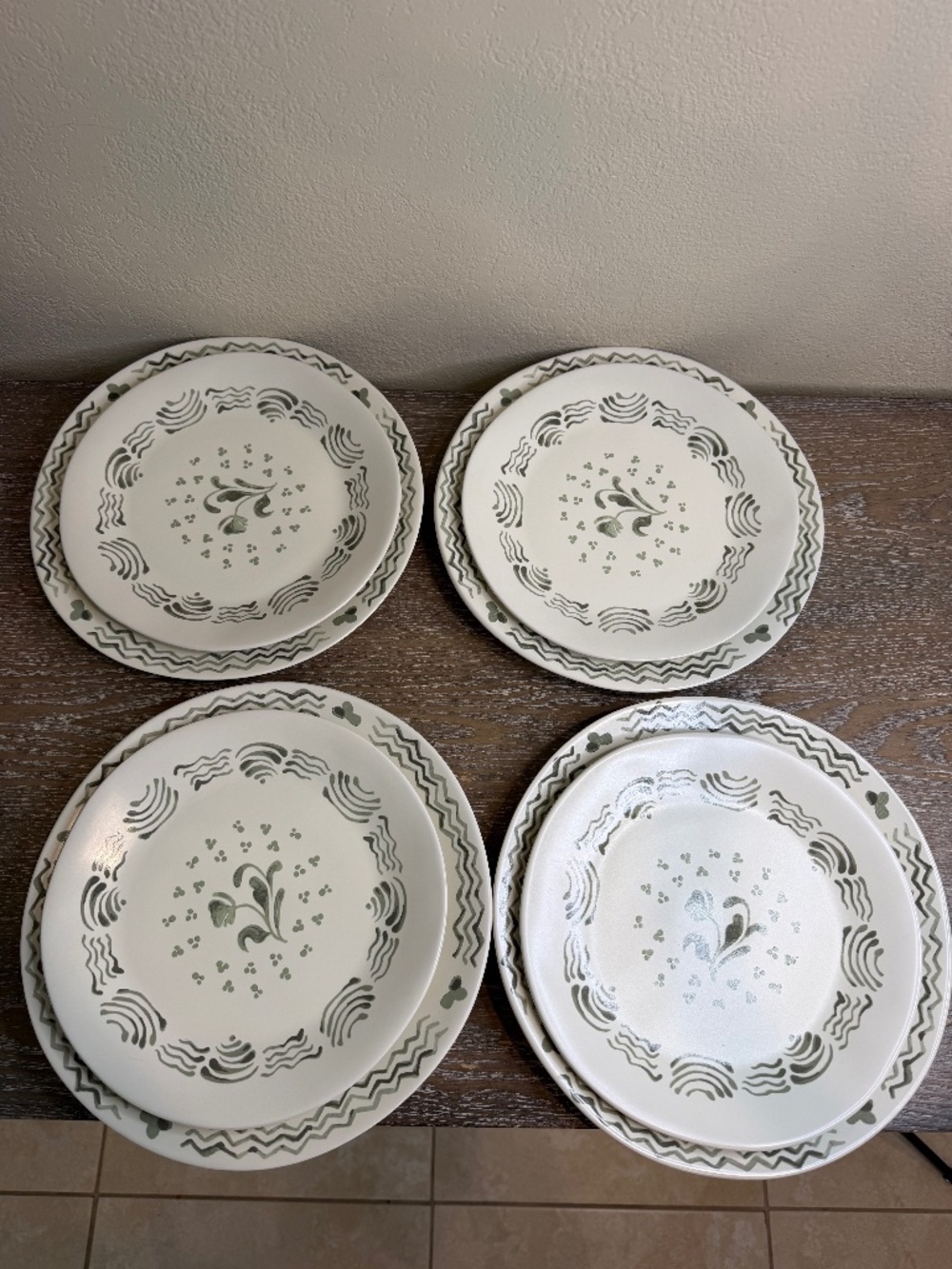10" Stoneware Aralia Dinner Plate White & 8.5” salad plates- Threshold set of 4